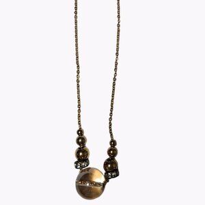 Elegant Crystal Ball Chain Necklace Gold Tone Beads Rhinestone Fashion Jewelry